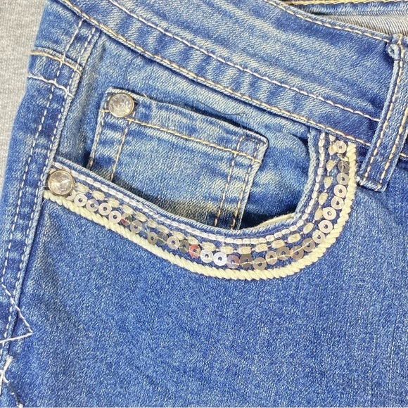 Twentyone Black Jeans Women 9/10R Blue Low Rise Slim Boot Sequins Casual Denim - Picture 6 of 16